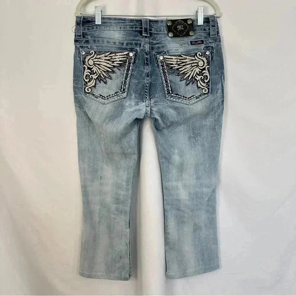 Miss Me Jeans Mid Rise Bootcut Embellished Back Pockets‎ Cropped Womens Sz 30 - Picture 7 of 16